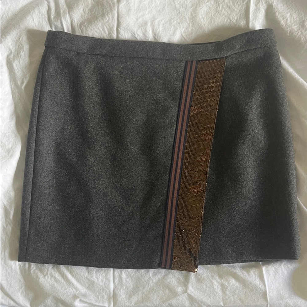 J. Crew Collection Gray Wool Skirt with Sequin Detail